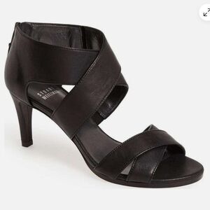 Stuart Weitzman HugMe Leather Crisscross Black Sandal Size 7.5